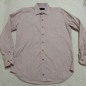 David Donahue Blue and Orange Long Sleeve Button Up Men’s Size Large